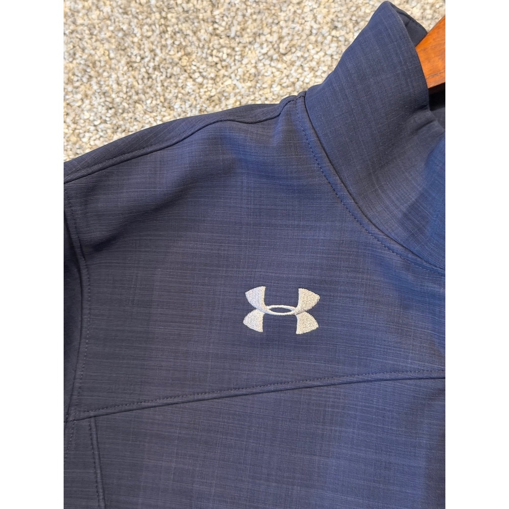 Under Armour Jacket Mens Large Blue Pepsi ColdGear Full Zip Softshell Mock Neck - Picture 4 of 12